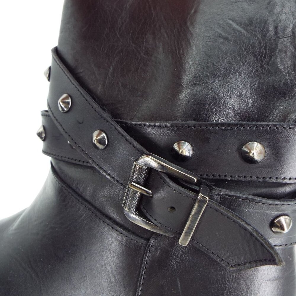 Coach and Four Vio Black Leather Studded Grunge Moto Boots Size 7M - Picture 12 of 12